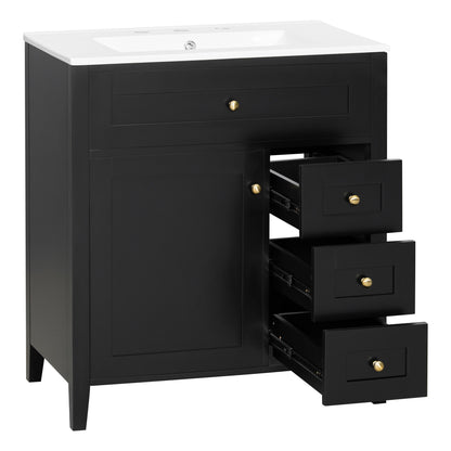 Bathroom Vanity With Sink, 3 Drawers And Adjustable Shelf
