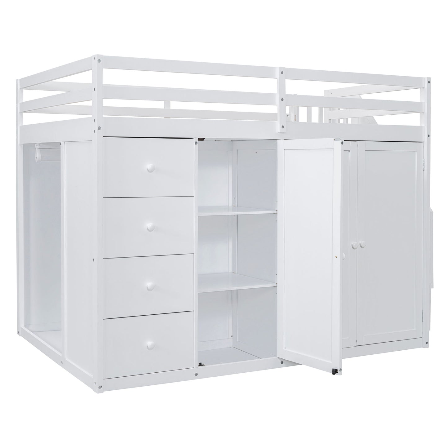 Loft Bed With Built In Wardrobes, Cabinets And Drawers