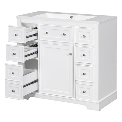 Modern Bathroom Vanity With Sink Combo, 6 Drawers And 1 Cabinet