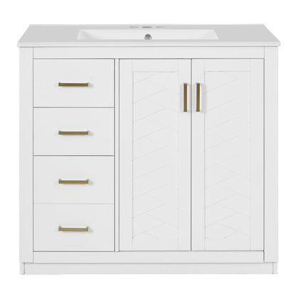 Bathroom Vanity With Sink Combo, Storage Cabinet, Freestanding Set With 3 Drawers & Soft Closing Doors