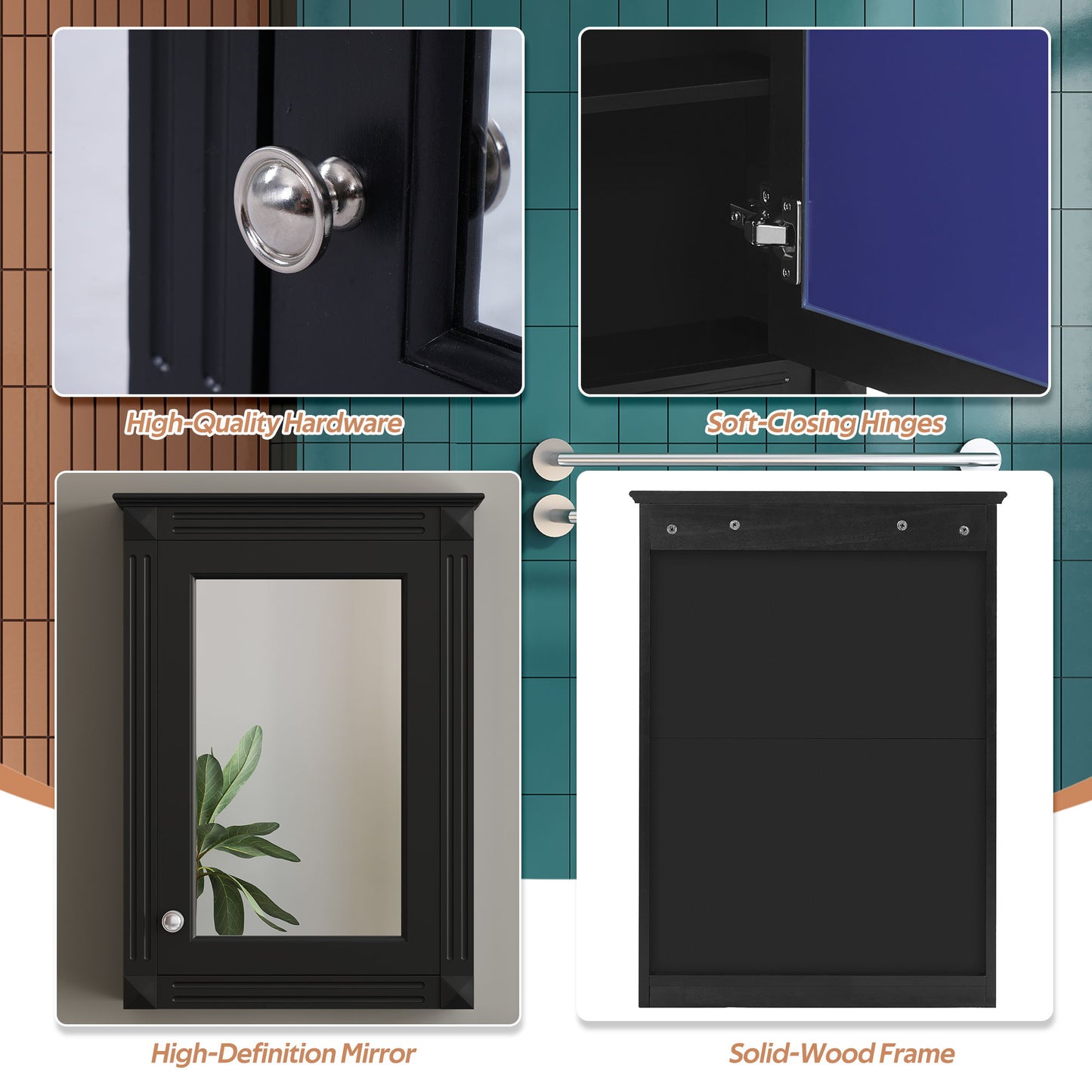 Wall Mounted Bathroom Storage Medicine Cabinet For Over Toilet With Mirror
