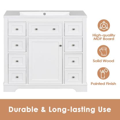 Modern Bathroom Vanity With Sink Combo, 6 Drawers And 1 Cabinet