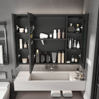 Aluminium Medicine Cabinet Mirror With LED Light And Defogging Function - Gray