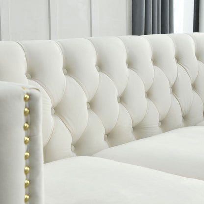 Modern Sofa With Button Tufting, Upholstered Couch For Living Room