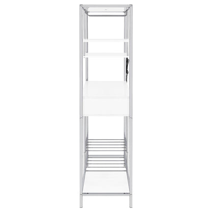 Draper - 5 Shelf LED Wine Cabinet With Pull Out Drawer - Gloss White