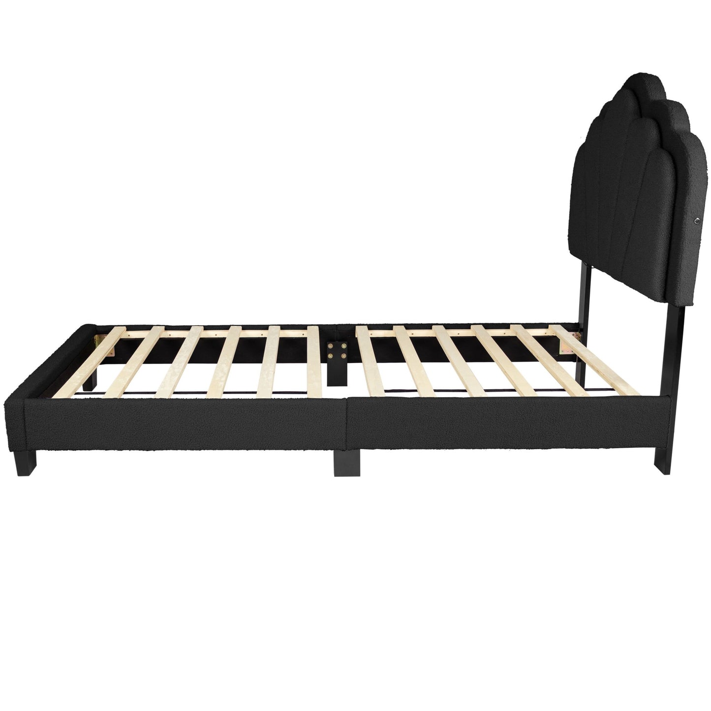 Bed With Floral Design Headboard And Built In LED Lighting