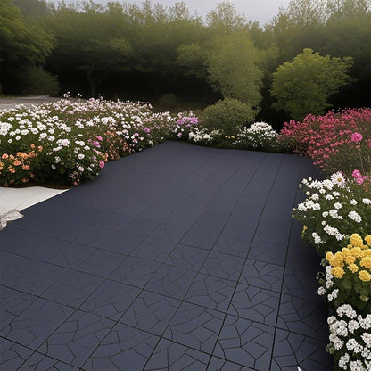 Stone Style Patio Deck Tiles Diy Interlocking Floor Tiles