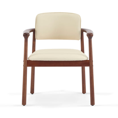 Dining Room Chairs, Ideal For Home & Kitchen (Set of 2) - Beige / Dark Walnut