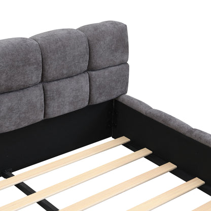 Elegant Upholstered Bed With Checkerboard Design