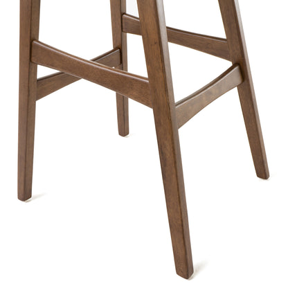 Mid Century Modern Bar Stool Set With Upholstered Seating