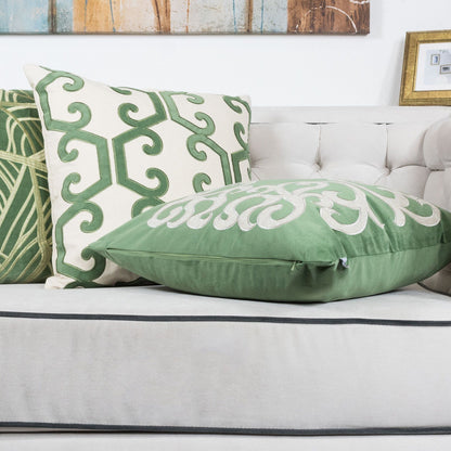 Dora - Vintage Vine Pillow Covers With Hidden Zipper (Set of 2) - Green