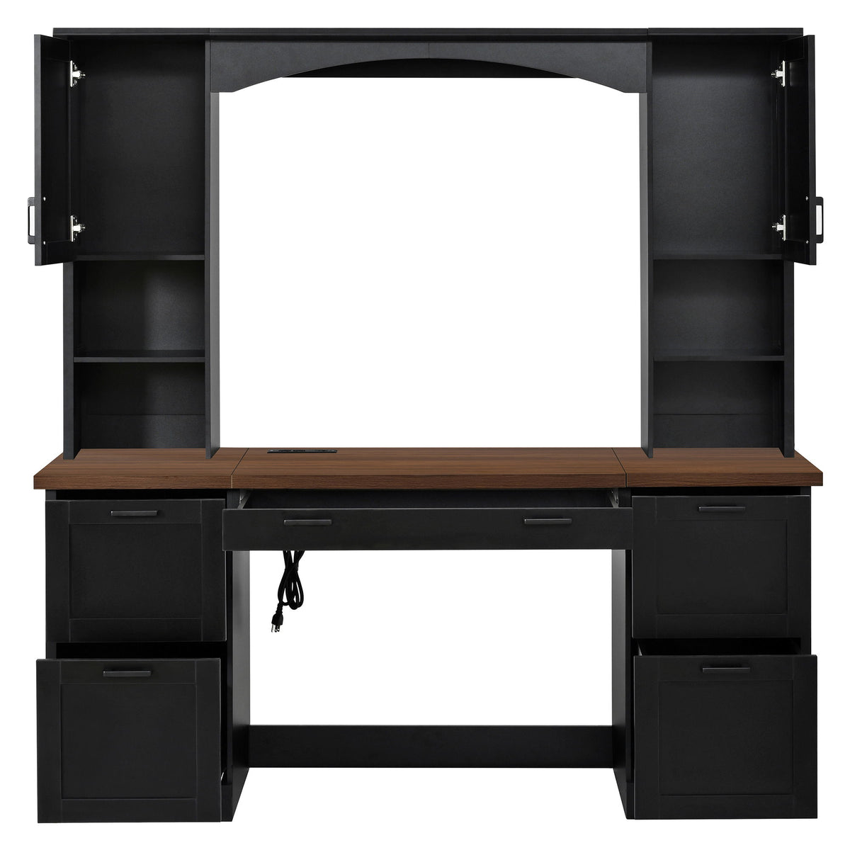 Farmhouse Computer Desk With Hutch