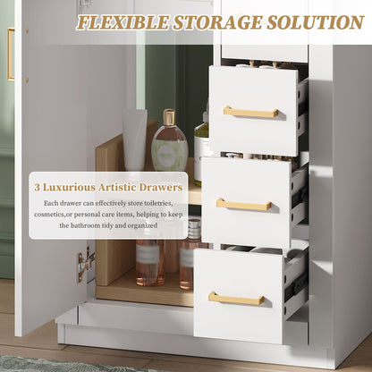 Modern Bathroom Vanity With 1 Door And 3 Drawers