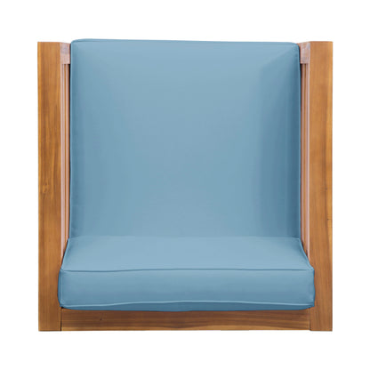 Outdoor Acacia Wood Patio Chair With Fabric Cushion