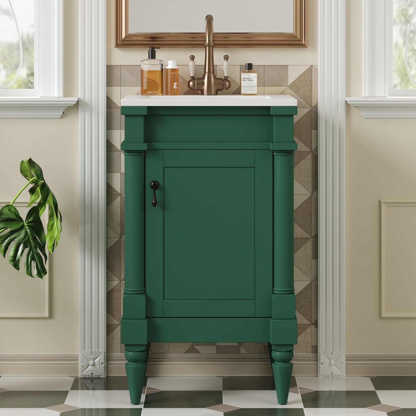 Bathroom Vanity With Sink, Storage Cabinet With Door, Drop In Sink, Compact Freestanding Design