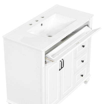 Modern Bathroom Vanity With Sink, 3 Drawers & 2 Doors