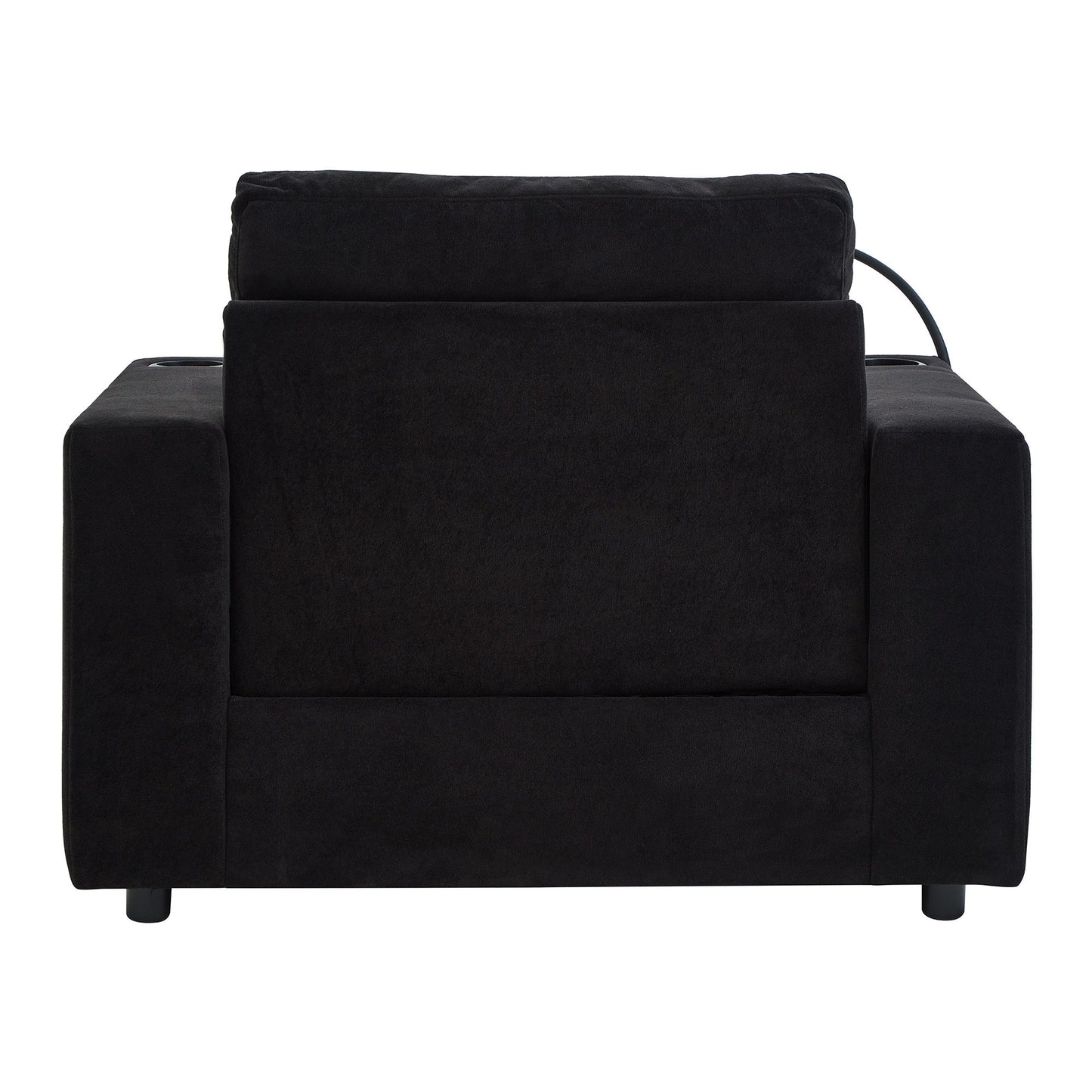 Modern Style Armchair Chaise Lounge Sofa Couch With Movable Storage Ottoman, USB Ports, Cup Holders, Phone Holder, Side Pockets