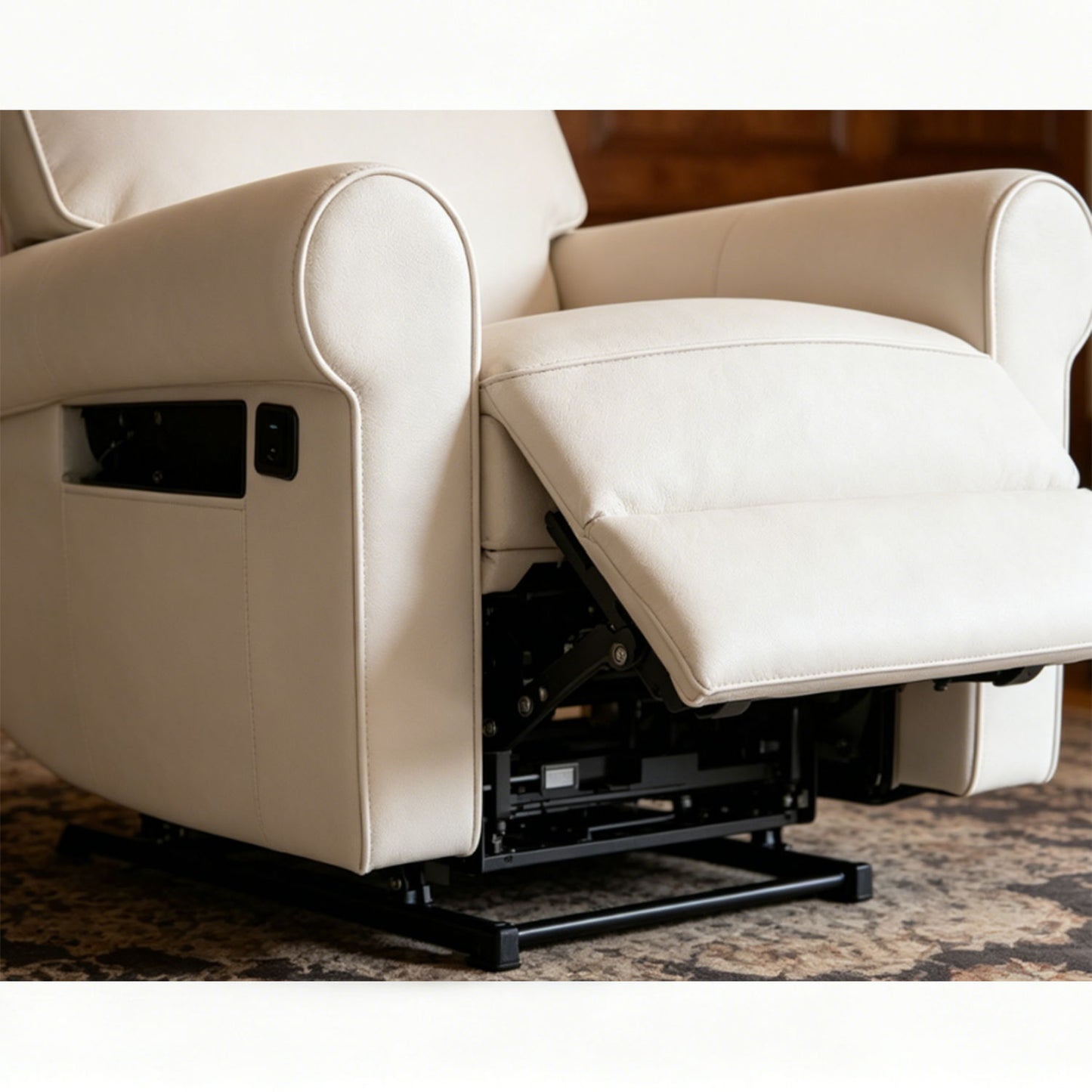 Manual Button Armchair Sofa With 360 Degree Rotation - White
