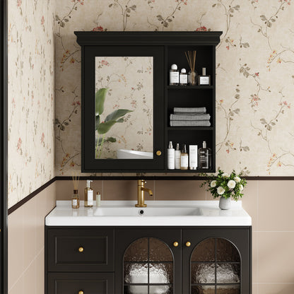 Wall Mounted Bathroom Medicine Cabinet With Mirror And Adjustable Storage With Soft Close Hinges