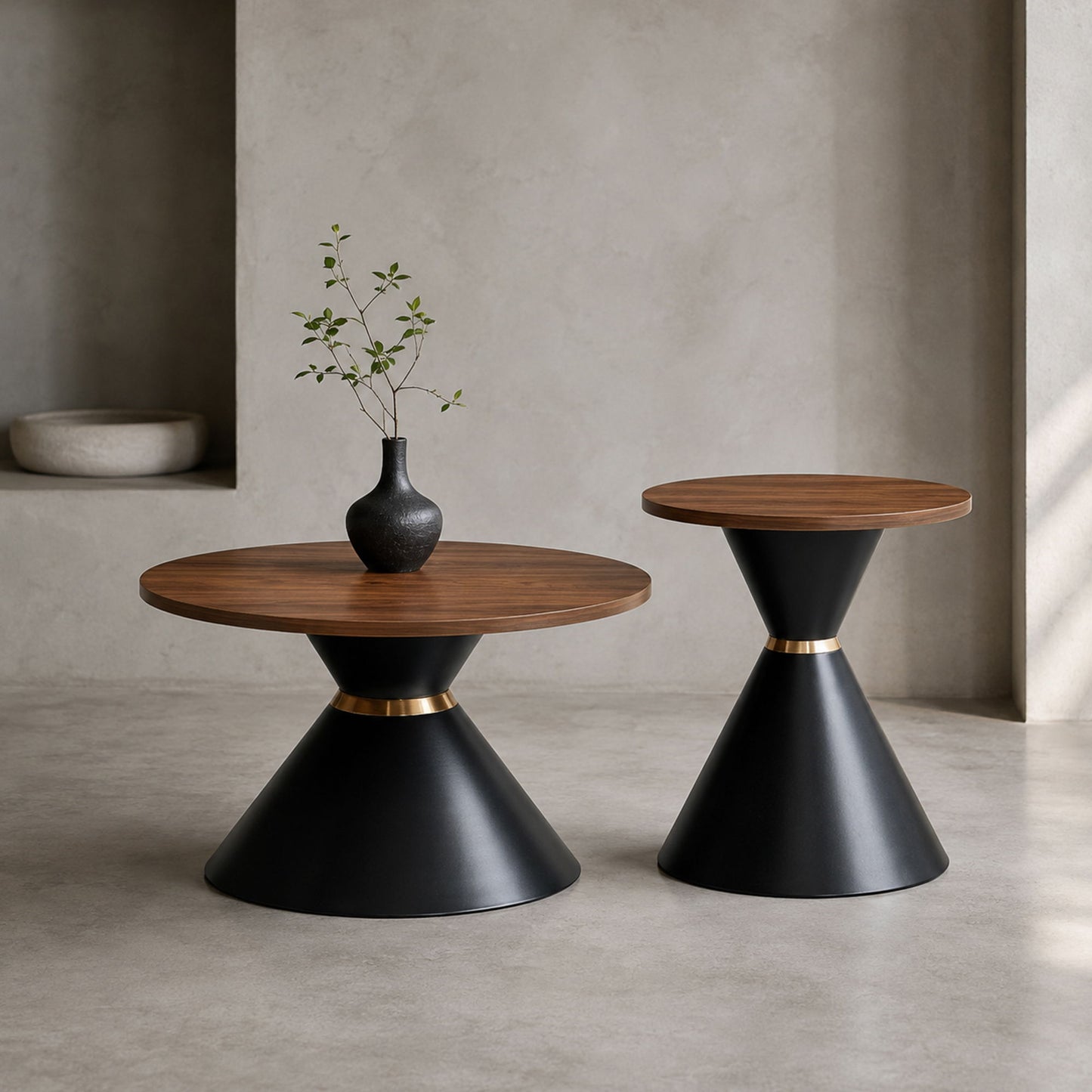 2 Piece Round Coffee Table Set For Living Room
