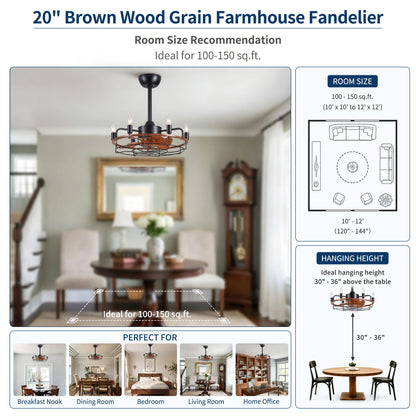 Modern Farmhouse Ceiling Fan, Adjustable Hanging
