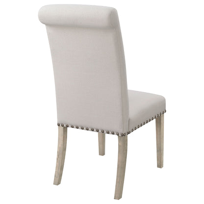 Upholstered Dining Chair With Rolled Edge Seat Back (Set of 2) - Beige