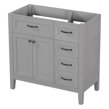 Modern Bathroom Vanity Base Only, 2 Doors And 3 Drawers