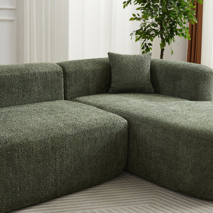 L - Shape Boneless Cloud Couch With 2 Throw Pillows For Living Room