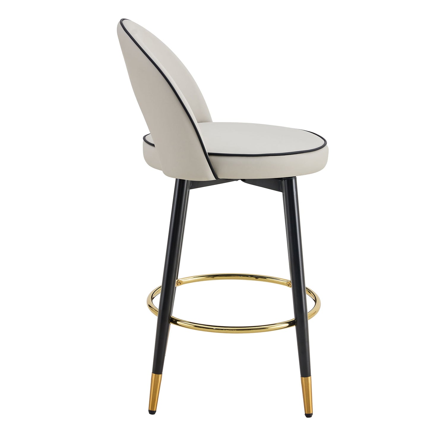 Modern Upholstered 360° Rotatable Bar Chair With Metal Legs For Dining Room (Set of 2)
