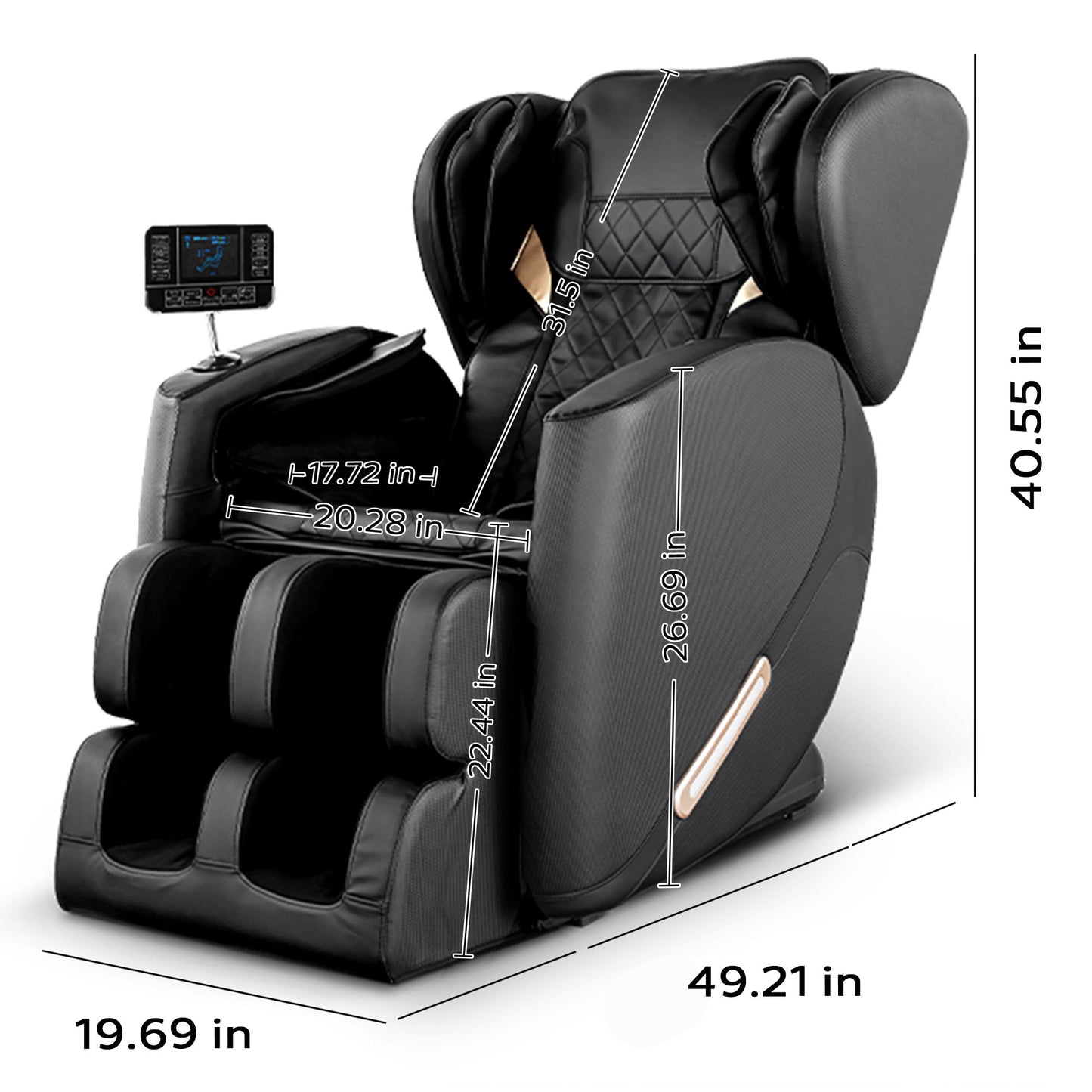 Massage Chair Recliner With Zero Gravity With Full Body Air Pressure - Black
