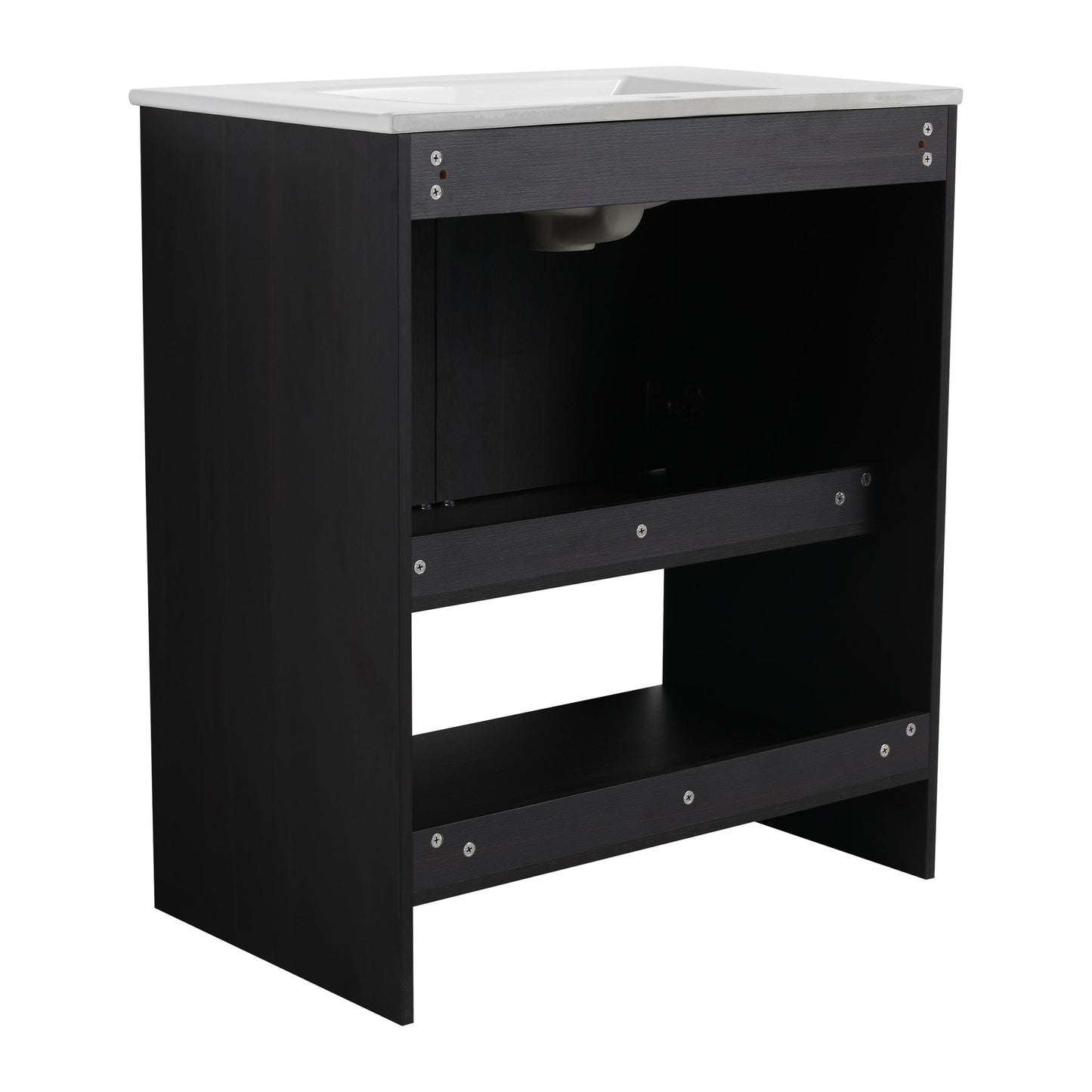 Modern Bathroom Vanity With Ceramic Sink, Freestanding Cabinet, Soft Closing Doors