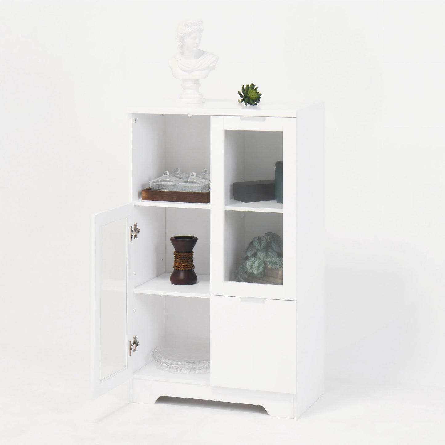 Modern Cabinet With Glass Doors And Drawer