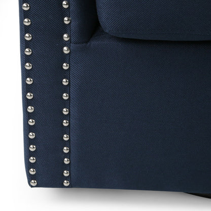 Modern Upholstered Swivel Club Chair With Nailhead Trim