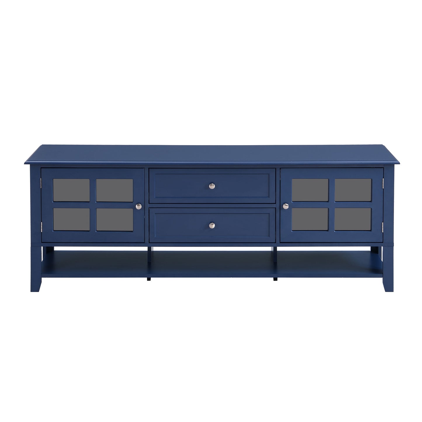 TV Stand, Entertainment Center With Dual Drawers And Hidden Storage, Cabinet With Soft Closing Doors And Sleek Panel Design