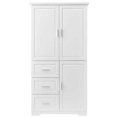 Tall And Wide Storage Cabinet With Doors, 3 Drawers