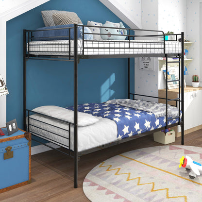 Space Saving Bunk Bed With Metal Frame And Ladder