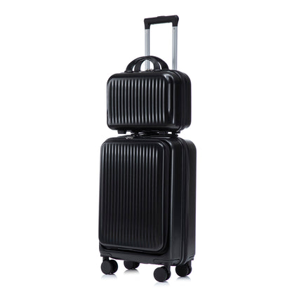 Luggage Set With Cosmetic Case, Combination Lock, Front Opening Design