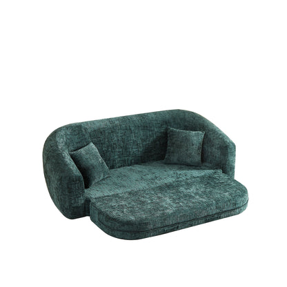 Curved Convertible Sofa, 2 In 1 Fold Out Bed With Pull Out Base And Deep Seat