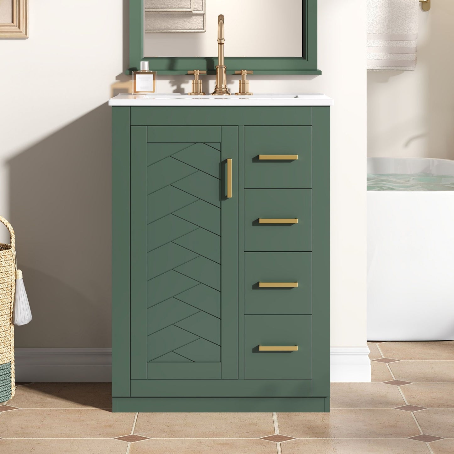 Modern Bathroom Vanity With 1 Door And 3 Drawers