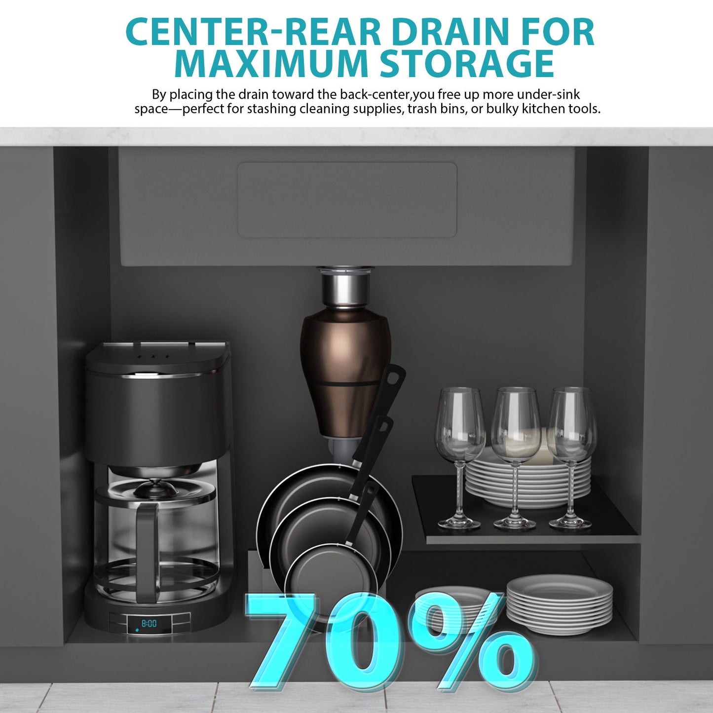 Stainless Steel Undermount Kitchen Sink With Workstation