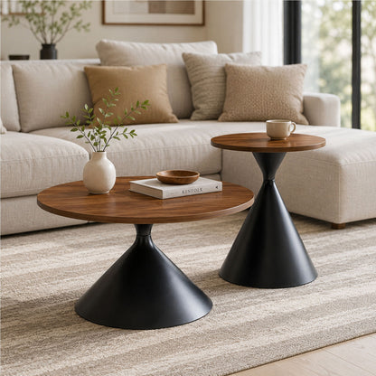 2 Piece Coffee Round Table Set
