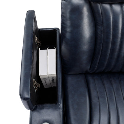270° Power Swivel Recliner Home Theater Chair With Hidden Arm Storage, LED Light, Cup Holder, And Tray Table