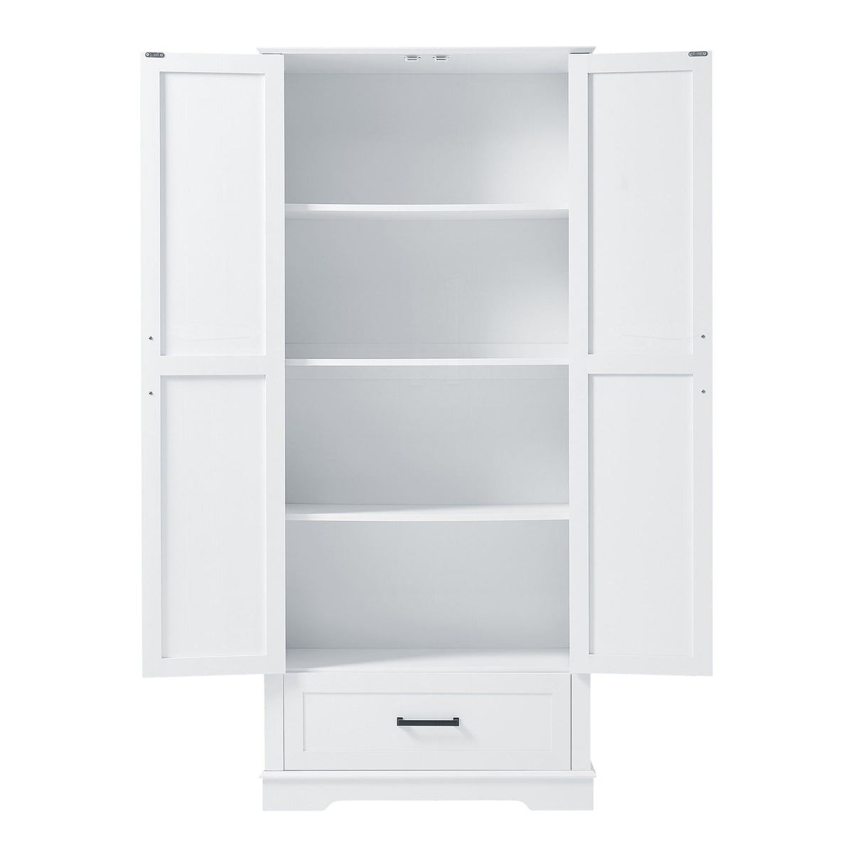 Tall Bathroom Storage Cabinet With 2 Doors And 2 Drawer, Adjustable Shelf - White