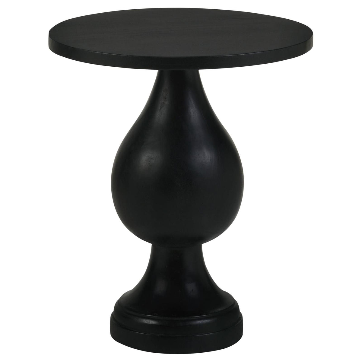 Stain Pedestal Accent Table Elegant Design With Round Top - Black