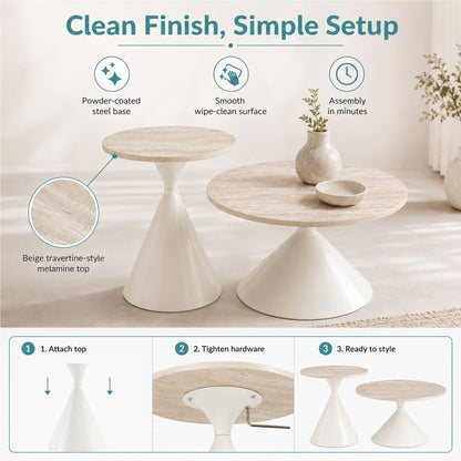 2 Piece Coffee Round Table Set