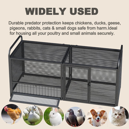 Chicken Cage, Poultry Breeding Coop - Black / Silver