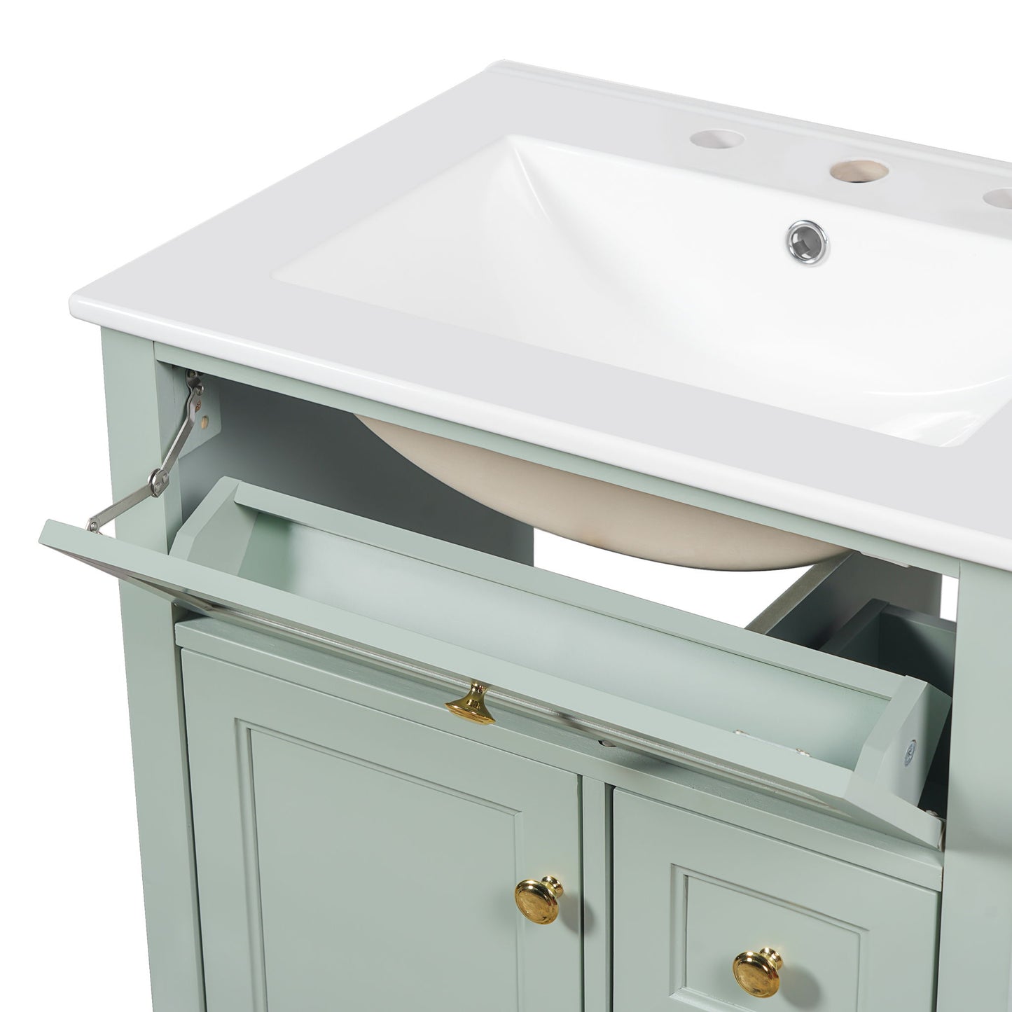 Modern Bathroom Vanity With Sink, 3 Drawers & Cabinet With 2 Tier Door Storage
