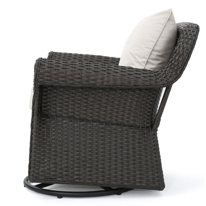 Amaya - Outdoor Swivel Rocker Chair With Water Resistant Cushions - Brown / Beige