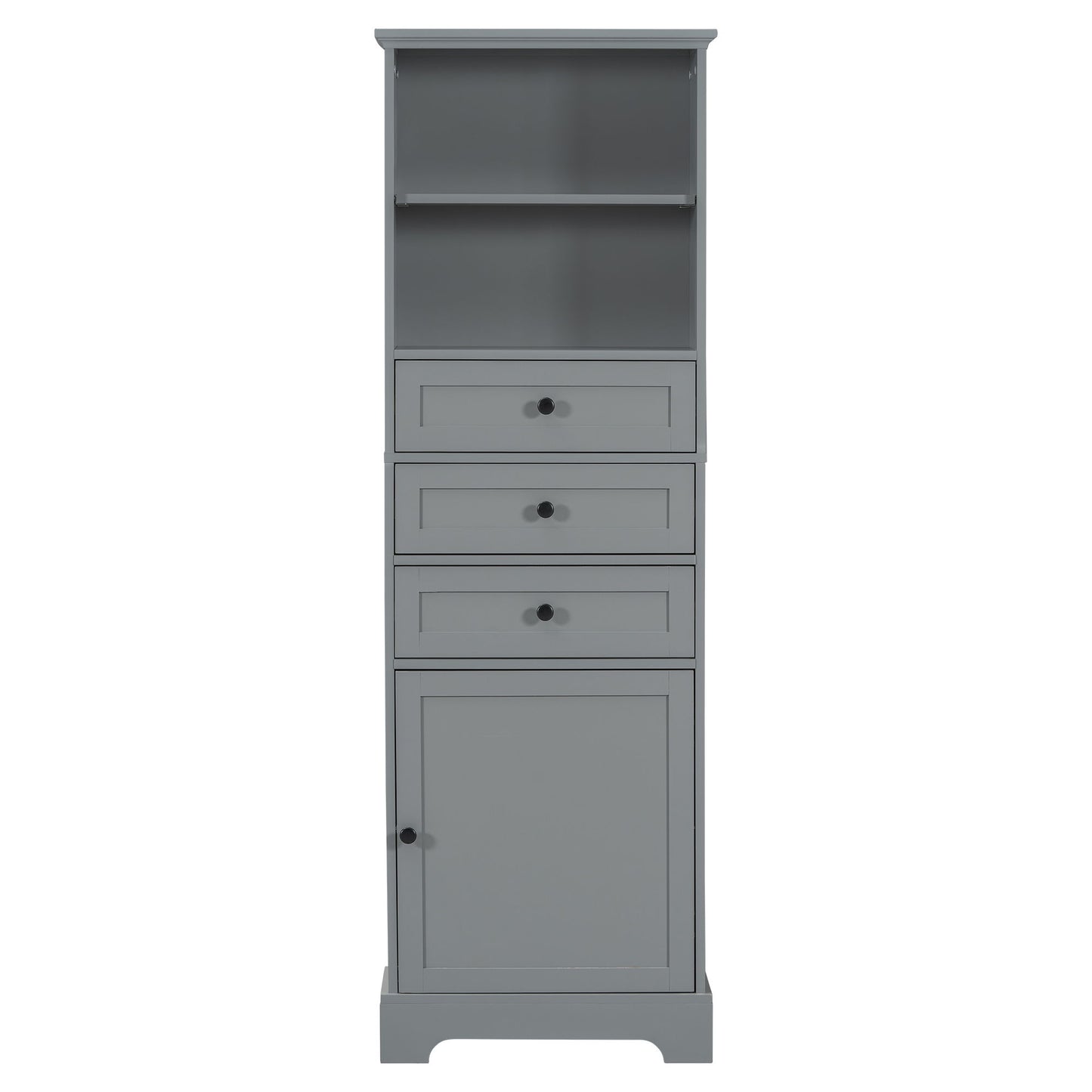 Tall Storage Cabinet With 3 Drawers And Adjustable Shelves For Bathroom