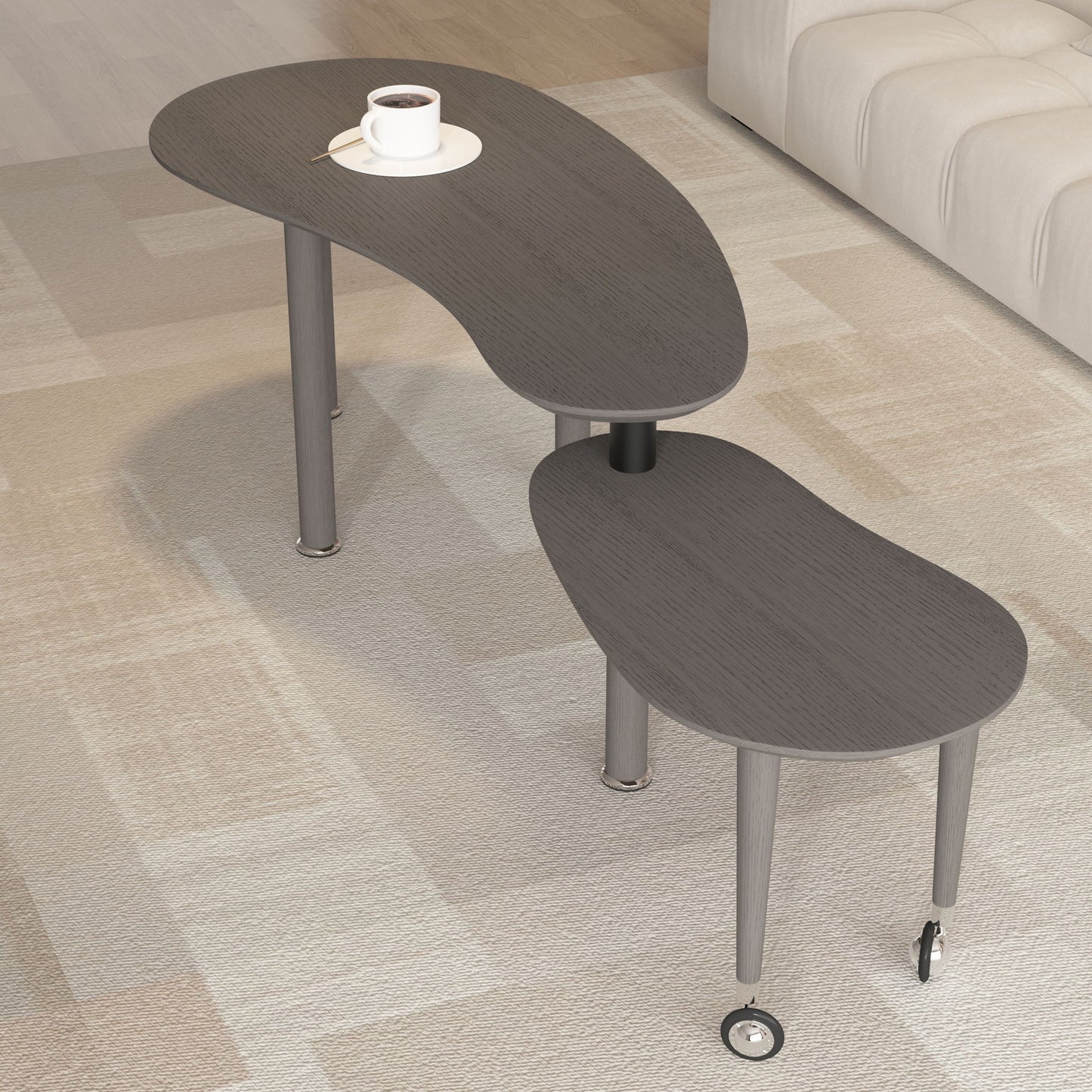 Rotatable Cocktail Table With Solid Legs, 360 Degree Rotating